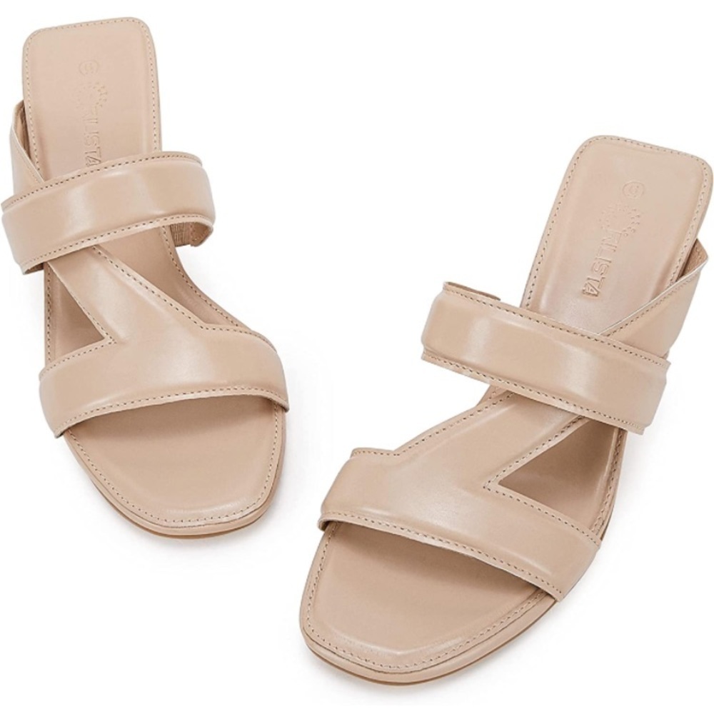 𝅺rilista Womens Braided Heeled Sandals Square Open Toe Backless